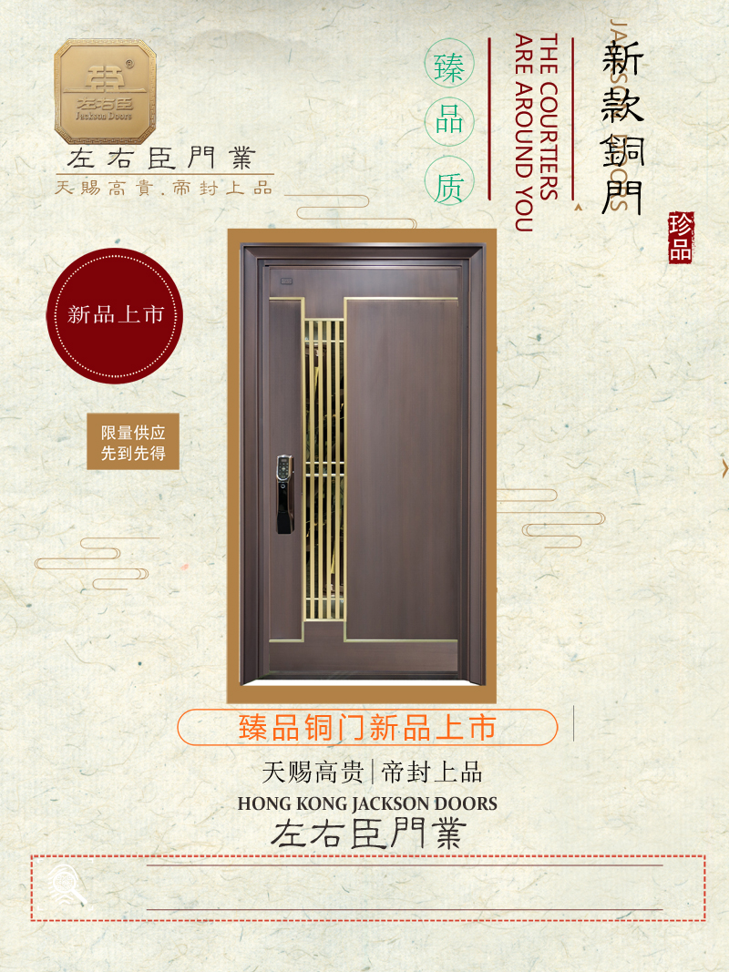 新款简约现代简单时尚铜门钢门